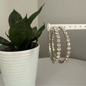 Armed Jewelry large silver rhinestone hoop earrings